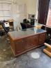 3 PC. OFFICE DESK SET WITH ASSORTED ROLLING CHAIRS