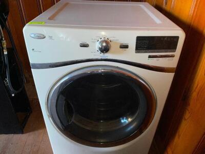 DESCRIPTION: WHIRLPOOL DUET HIGH EFFICIENCY DRYER BRAND / MODEL: WED94HEXW0 ADDITIONAL INFORMATION RETAILS NEW FOR $550 LOCATION: HOUSE QTY: 1