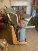 DESCRIPTION: 44 GALLON TRASH CAN W/ ASSORTED CLEANING TOOLS LOCATION: PAINT ROOM QTY: 1 - 2