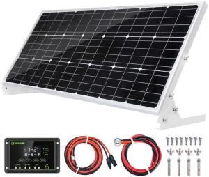 TOPSOLAR 100W 12V SOLAR PANEL KIT BATTERY CHARGER 100 WATT 12 VOLT OFF GRID SYSTEM FOR HOMES RV BOAT + 20A SOLAR CHARGE CONTROLLER + SOLAR CABLES