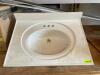 DESCRIPTION: (3) ASSORTED VANITY SINK TOPS -USED LOCATION: SECOND WAREHOUSE THIS LOT IS: ONE MONEY QTY: 1