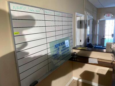 DESCRIPTION: 8' X 4' DRY ERASE BOARD SIZE 8' X 4' LOCATION: OFFICE QTY: 1