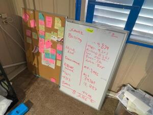DESCRIPTION: CORK BOAR AND DRY ERASE BOARD. LOCATION: OFFICE THIS LOT IS: ONE MONEY QTY: 1