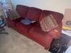 DESCRIPTION: THREE CUSHION MAROON UPHOLSTERED SOFA LOCATION: OFFICE QTY: 1