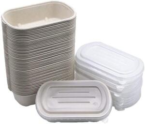 24OZ ECO-FRIENDLY BOWLS WITH LIDS - RECYCLABLE PAPER BOWLS TO GO - PORTABLE SERVING BOWL SET TO PACK FOODS