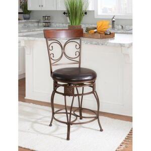 POWELL BIG & TALL BACK TO BACK SCROLL COUNTER STOOL, BLACK