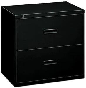 FILING CABINET - 400 SERIES TWO-DRAWER LATERAL FILE CABINET, 36" W X 19.25" D X 28.38" H, BLACK