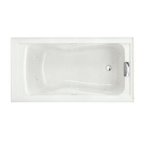 AMERICAN STANDARD EVOLUTION EVERCLEAN 60"W X 32"D WHITE 6-JET MASSAGE WHIRLPOOL BATHTUB