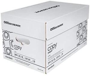 OFFICE DEPOT WHITE COPY PAPER, 8 1/2IN. X 11IN, 20 LB, 500 SHEETS PER REAM, CASE OF 10 REAMS