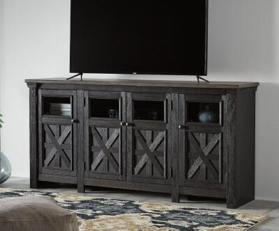 SIGNATURE DESIGN BY ASHLEY TYLER CREEK BLACK/GRAY 74" EXTRA LARGE TV STAND