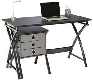 BRENTON STUDIO X-CROSS 48"W COMPUTER DESK WITH FILE CABINET, BLACK