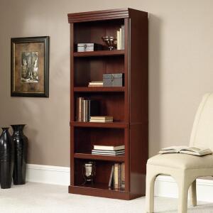 SAUDER HERITAGE HILL 72"H BOOKCASE, OPEN 5-SHELF, CLASSIC CHERRY