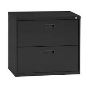 DESCRIPTION: (1) METAL FILING CABINET BRAND/MODEL: SANDUSKY INFORMATION: BLACK RETAIL$: $610.00 EA SIZE: 30"W 18"D 27"H QTY: 1