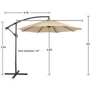 DESCRIPTION: (1) PATIO OFFSET UMBRELLA WITH STAND BRAND/MODEL: YAHEETECH #611244 INFORMATION: TAN RETAIL$: $97.99 EA SIZE: 9' QTY: 1