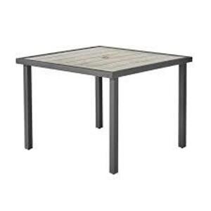 DESCRIPTION: (1) WOOD GRAIN TOP OUTDOOR DINING TABLE BRAND/MODEL: HANS RETAIL$: $40.00 EA SIZE: 35X35 QTY: 1