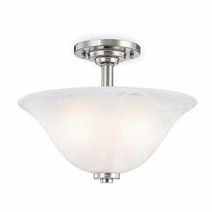 DESCRIPTION: (1) 2-LIGHT SEMI-FLUSH DECORATIVE LIGHT FIXTURE BRAND/MODEL: LUMAPRO #4UZL1 INFORMATION: FROSTED WHITE WITH BRUSHED NICKEL RETAIL$: $135.