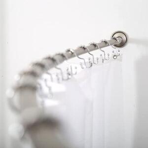 BINO EXPANDABLE CURVED SHOWER CURTAIN ROD, BRUSHED NICKEL - 48" TO 72" - ADJUSTABLE BATHROOM CURVED SHOWER ROD POLE