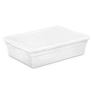 DESCRIPTION: (10) STORAGE TOTES BRAND/MODEL: STERILITE #1655 INFORMATION: CLEAR RETAIL$: $102.50 TOTAL SIZE: 28 QT QTY: 10