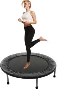 38/40 INCH MINI EXERCISE TRAMPOLINE FOR ADULTS OR KIDS - INDOOR FITNESS REBOUNDER TRAMPOLINE WITH SAFETY PAD | MAX. LOAD 220LBS