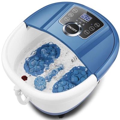 FOOT BATH SPA MASSAGER WITH HEAT BUBBLES, HEATED FOOT SPA WITH MOTORIZED SHIATSU MASSAGE ROLLERS, FOOT CARE PEDICURE SPA MACHINE WITH TIME & TEMPERATURE CONTROL, HOME USE, PAIN AND STRESS RELIEF
