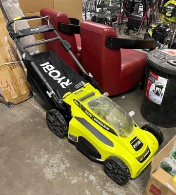 RYOBI 40V PUSH LAWN MOWER (BAG AND MULCHER INCLUDED) ( BATTERY AND CHARGER NOT INCLUDED)