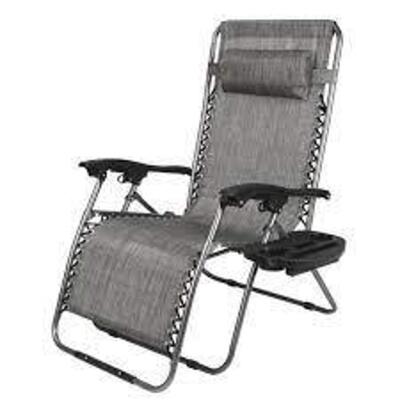 Oversized Zero Gravity Metal Outdoor Textiliene Chair with Cup Holder and Headrest