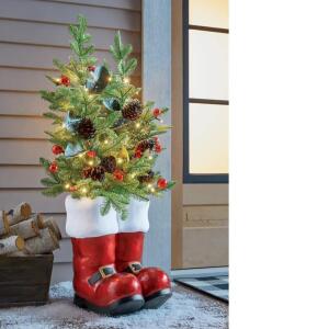 Holiday Trees in Resin Santa Boots