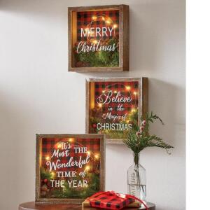 Set of 3 LED Christmas Shadow Boxes