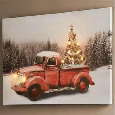 LED Christmas Truck Wall Canvas