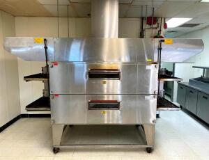 XLT GAS DOUBLE STACK CONVEYOR PIZZA OVEN WITH HALTON EXHAUST SYSTEM