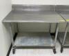 4' STAINLESS STEEL TABLE WITH GALVANIZED UNDERSHELF ON CASTERS