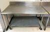 5' STAINLESS STEEL TABLE WITH GALVANIZED UNDERSHELF ON CASTERS