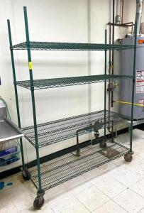 4-TIER WIRE SHELVING UNIT ON CASTERS