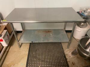 DESCRIPTION: 60" X 30" STAINLESS TABLE W/ UNDERSHELF SIZE 60" X 30" LOCATION: KITCHEN QTY: 1