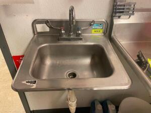 DESCRIPTION: ADVANCE TABCO WALL MOUNTED STAINLESS HAND SINK BRAND / MODEL: ADVANCE TABCO LOCATION: KITCHEN QTY: 1