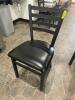 DESCRIPTION: (6) LADDER BACK BLACK CHAIRS W/ BLACK PADDED SEATS LOCATION: KITCHEN THIS LOT IS: SOLD BY THE PIECE QTY: 6 - 2