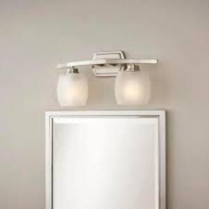 (2)Tamworth 2-Light Brushed Nickel Vanity Light with Frosted Glass Shades