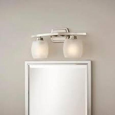 (2)Tamworth 2-Light Brushed Nickel Vanity Light with Frosted Glass Shades