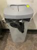 DESCRIPTION: GREY PLASTIC TRASH CAN W/ LID LOCATION: OFFICE QTY: 1