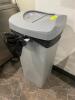 DESCRIPTION: GREY PLASTIC TRASH CAN W/ LID LOCATION: OFFICE QTY: 1 - 2