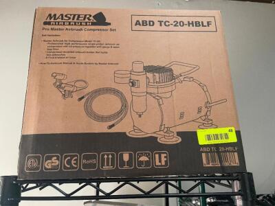 DESCRIPTION: PRO MASTER AIRBRUSH COMPRESSOR SET BRAND / MODEL: ABD TC-20-HBLF ADDITIONAL INFORMATION FOR USE IN FOOD PRODUCT. LOCATION: KITCHEN QTY: 1