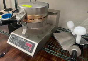 DESCRIPTION: COBATCO COMMERCIAL WAFFLE MAKER W/ CONE ATTACHMENT BRAND / MODEL: COBATCO LOCATION: KITCHEN QTY: 1