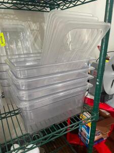 DESCRIPTION: (4) 1/3 SIZE PLASTIC INSERTS W/ LIDS SIZE 6" DEEP LOCATION: KITCHEN THIS LOT IS: SOLD BY THE PIECE QTY: 4