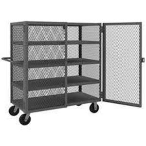 DESCRIPTION: (1) MESH SECURITY ROLLING CART BRAND/MODEL: DURHAM MFG #HTL-3660-DD-4-95 RETAIL$: $1678.96 EA SIZE: 48X60X36 QTY: 1