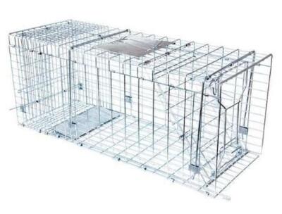 DESCRIPTION (1) JT EATON LIVE ANIMAL TRAP BRAND/MODEL 495N ADDITIONAL INFORMATION GALVANIZED STEEL/SINGLE-DOOR/RETAILS AT $89.99 SIZE 42"L X 15"W X 17