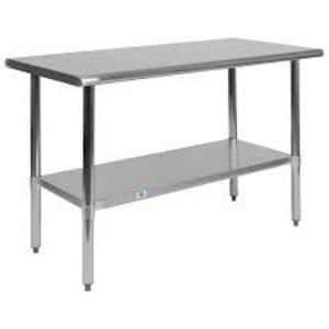 DESCRIPTION: (1) WORK TABLE BRAND/MODEL: FLASH FURNITURE #NH-WT-2448-GG INFORMATION: STAINLESS STEEL RETAIL$: $164.00 EA SIZE: 24x48" QTY: 1