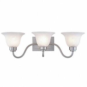 DESCRIPTION: (1) LIGHT FIXTURE BRAND/MODEL: LUMAPRO #4UZG9 INFORMATION: FROSTED WHITE/CLEAR GLASS RETAIL$: $119.00 EA SIZE: 3 BULB FIXTURE QTY: 1