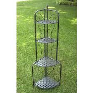 DESCRIPTION: (1) INDOOR/OUTDOOR METAL LADDER SHELF FOR PLANTS INFORMATION: BLACK, PEBBLE DESIGN RETAIL$: $80.00 EA SIZE: IMAGES ARE FOR ILLUSTRATION P