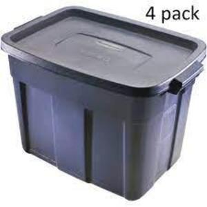 DESCRIPTION: (4) ROUGHNECK TOTE BRAND/MODEL: RUBBERMAID #643260 INFORMATION: BUE RETAIL$: $50.00 EA SIZE: 50 GAL QTY: 4