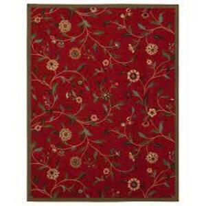 Ottohome Collection Floral Garden Design Dark Red 3 ft. x 5 ft. Non-Skid Area Rug